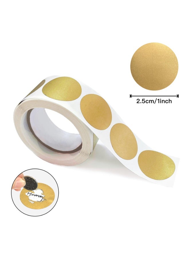 Peachjoy 300pcs 2.5cm Round Scratch Off Stickers Roll, Circle Scratch-Off Labels, Self Adhesive DIY Stickers for Gender Reveal Top Secret Winner Prize Lottery Ticket Reward Program, Raffle Card (Gold) - Image 1